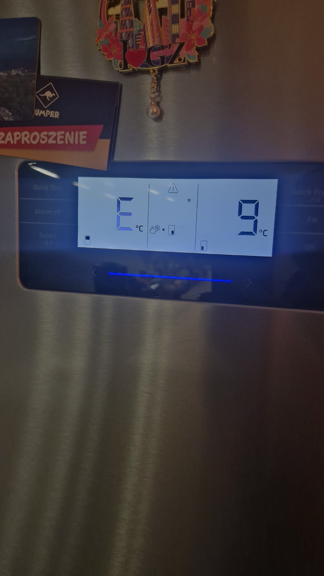 Kod błędu E9 w lodówce — przed naprawą